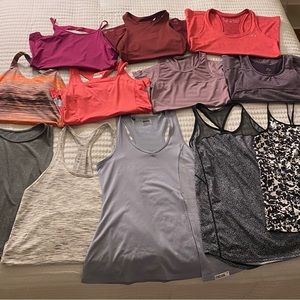 Lot of 12 women’s athletic tank tops! Lulu, Nike, UA, Gymshark, Adidas, etc.